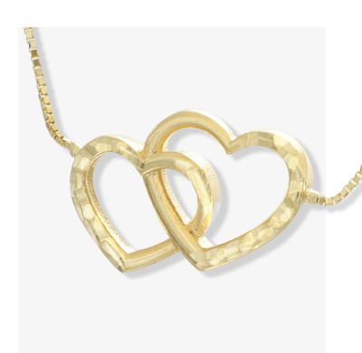 Interlocking Hearts Necklace 10K Yellow Gold 18