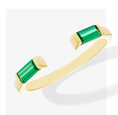 STUDIO BY KAY Baguette-Cut Lab-Created Emerald Deconstructed Ring 24K Yellow Gold Vermeil Sterling Silver