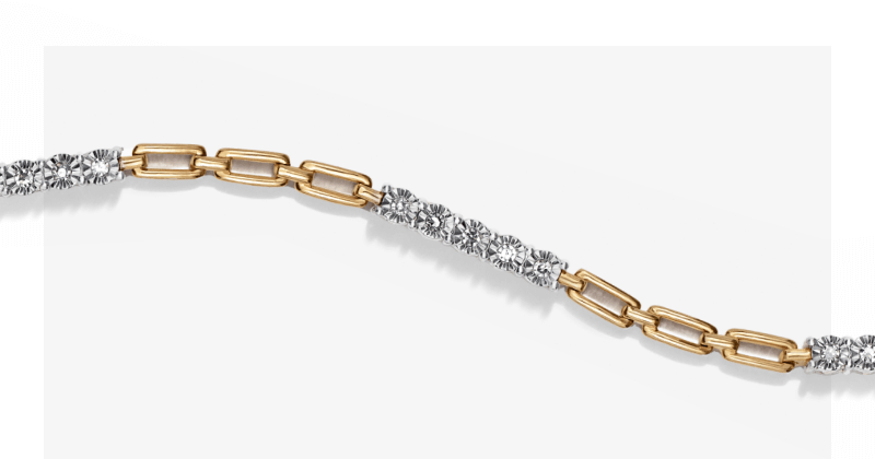 STUDIO BY KAY Lab-Grown Diamond & Rectangle Link Bracelet 1/4 ct tw 24K Yellow Gold Vermeil Sterling Silver 7