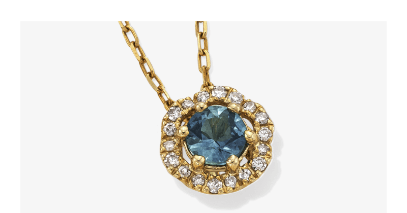 American Blue Sapphire & Diamond Flower Halo Necklace 1/20 ct tw 10K Yellow Gold 18