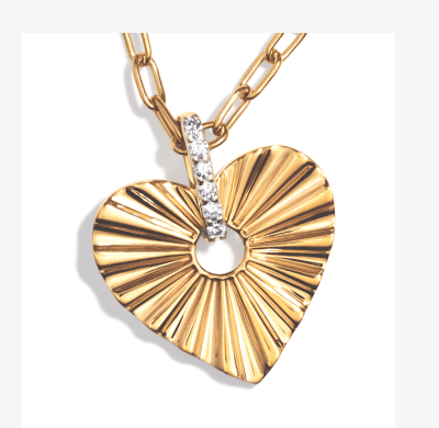 STUDIO BY KAY Diamond Textured Heart Necklace 1/10 ct tw 24K Yellow Gold Vermeil Sterling Silver 20