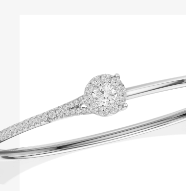 Closer Together Lab-Grown Diamond Halo Bangle Bracelet 1 ct tw Sterling Silver.