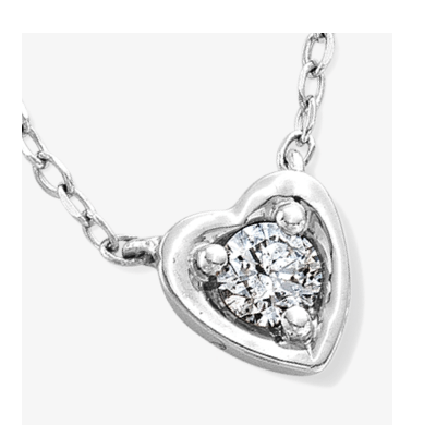 Round-Cut Diamond Solitaire Heart Necklace 1/8 ct tw Sterling Silver 18