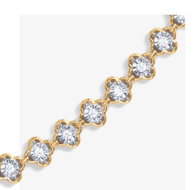 STUDIO BY KAY Lab-Grown Diamond Clover Link Bracelet 1/2 ct tw 24K Yellow Gold Vermeil Sterling Silver 7