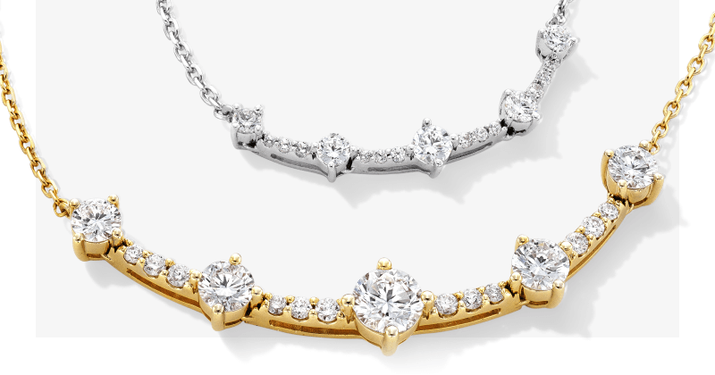 Showcase of necklaces from the Milestones Collection.