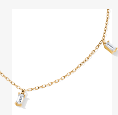 STUDIO BY KAY Baguette-Cut Lab-Grown Diamond Dangle Station Necklace 1/3 ct tw 24K Yellow Gold Vermeil Sterling Silver 18