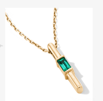 STUDIO BY KAY Baguette-Cut Lab-Created Emerald Necklace 24K Yellow Gold Vermeil Sterling Silver 18