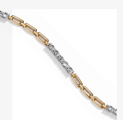 STUDIO BY KAY Lab-Grown Diamond & Rectangle Link Bracelet 1/4 ct tw 24K Yellow Gold Vermeil Sterling Silver 7
