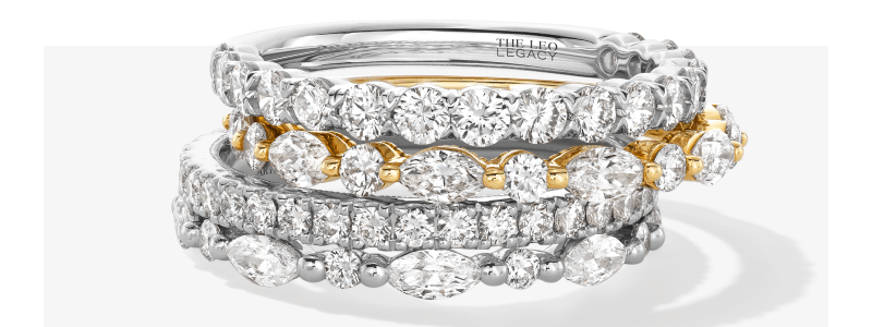 Showcase of anniversary rings.