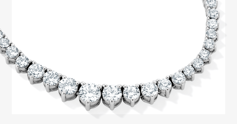 KAY Lab-Grown Diamonds Round-Cut Graduated Riviera Necklace 6 ct tw 14K White Gold 16”.