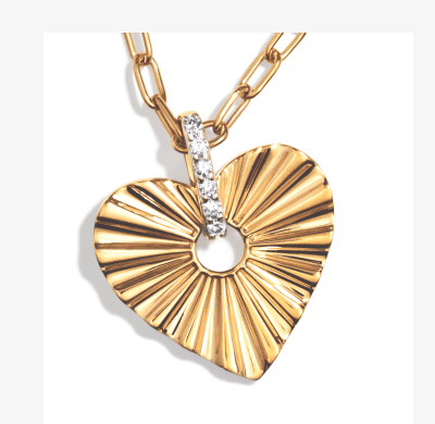 STUDIO BY KAY Diamond Textured Heart Necklace 1/10 ct tw 24K Yellow Gold Vermeil Sterling Silver 20
