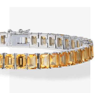 Emerald-Cut Citrine Line Bracelet Sterling Silver 7.25