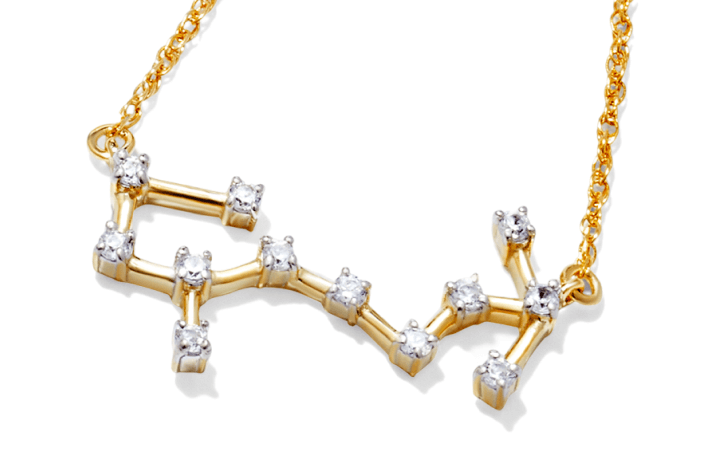 Scorpio Zodiac Necklace 1/5 ct tw Diamonds 10K Yellow Gold 18