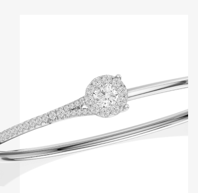 Closer Together Lab-Grown Diamond Halo Bangle Bracelet 1 ct tw Sterling Silver.