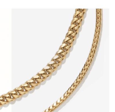 Showcase of chains for men.