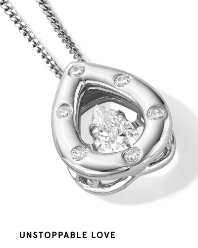 Unstoppable Love Pear-Shaped Lab-Grown Diamond Teardrop Frame Necklace Sterling Silver 19