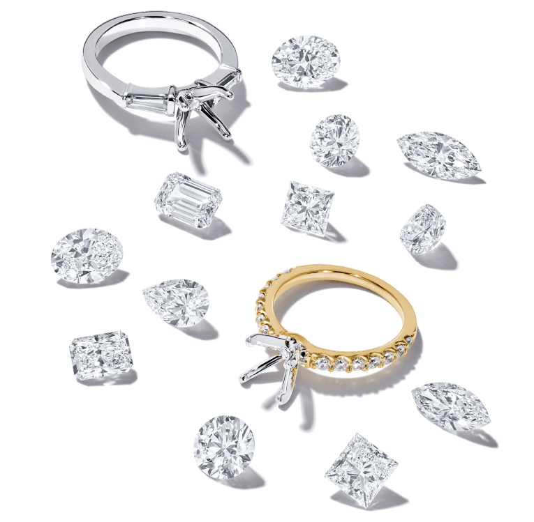 Images of loose diamonds and ring settings