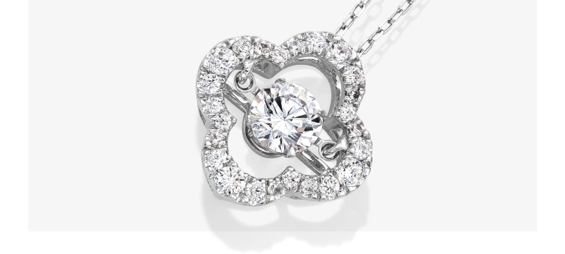 Unstoppable Love Lab-Grown Diamond Clover Frame Necklace White Gold.