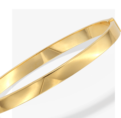 Flat Tube Bangle Bracelet Yellow Gold 6mm