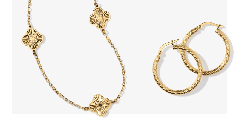Image showcasing beautiul 10 to 14K Gold Chains and Jewelry
