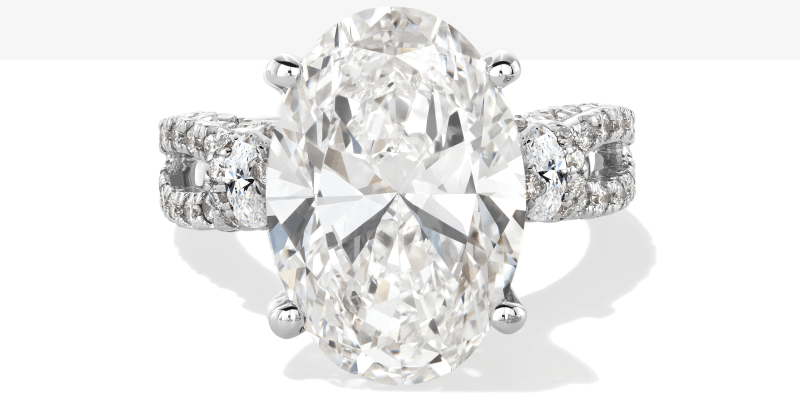 Now + Forever Lab-Grown Diamonds Oval-Cut Hidden Halo Engagement Ring White Gold