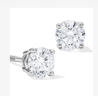 KAY Lab Grown Diamonds Round Cut Solitaire Stud Earrings 10K White Gold