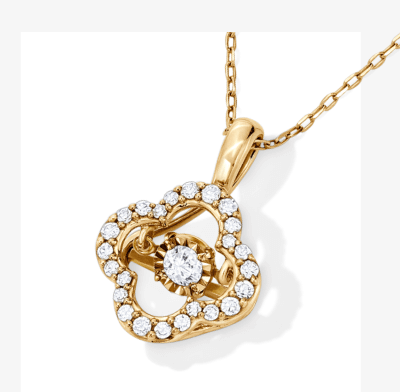 Unstoppable Love Lab Grown Diamond Clover Frame Necklace 10K Yellow Gold