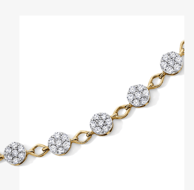 KAY Lab Grown Diamonds Cluster Link Bracelet 14K Yellow Gold Plated Sterling Silver