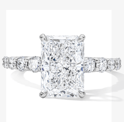 Now + Forever Lab Grown Diamonds Radiant Cut Engagement Ring 14K White Gold
