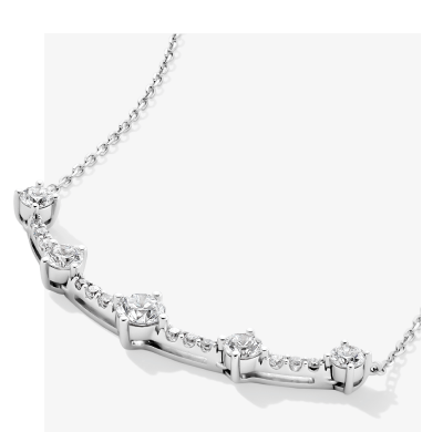 Milestones Diamond Station Necklace 10K White Gold