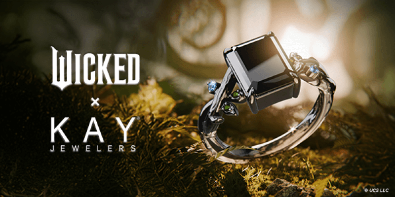 Image showcasing an octagon cut black gemstone ring, part of the Wicked collection by Kay Jewelers.