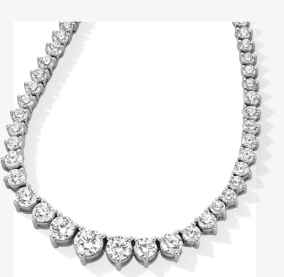 KAY Lab-Grown Diamonds Round-Cut Graduated Riviera Necklace White Gold