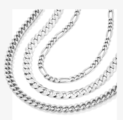 Beautiful assortment of silver chains in different styles.