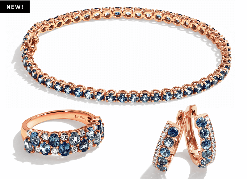 Elegant sapphire bracelet, earrings and rings from the Montana Sapphire Ombre Collection