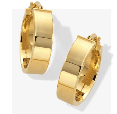 Flat Hoop Earrings 10K Yellow Gold 15mm