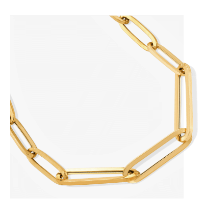 Graduated Paperclip Chain Necklace Hollow 10K Yellow Gold