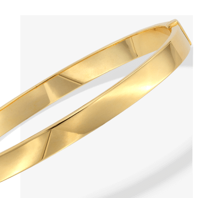 Flat Tube Bangle Bracelet 10K Yellow Gold