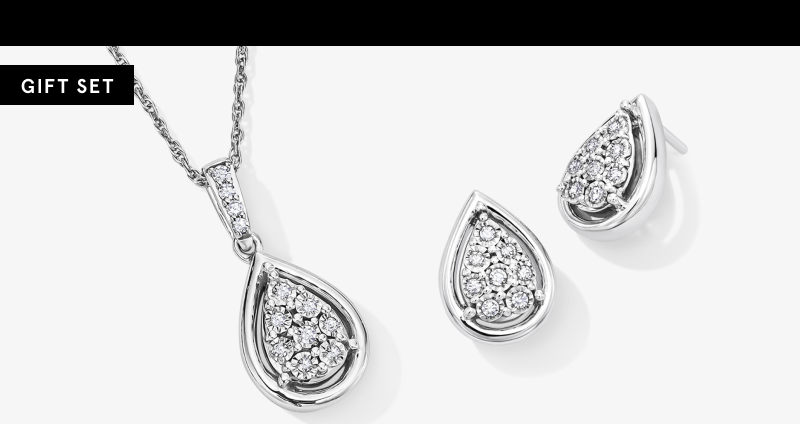 KAY Lab Grown Diamonds Multi Stone Teardrop Gift Set Sterling Silver