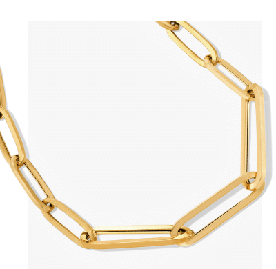 Graduated Paperclip Chain Necklace Hollow 10K Yellow Gold