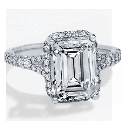 Now + Forever Lab Grown Diamonds Emerald Cut Halo Engagement Ring 14K White Gold