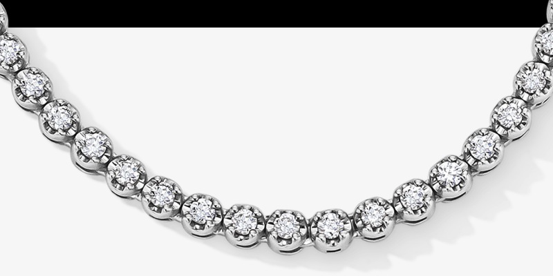 KAY Lab-Grown Diamonds Adjustable Tennis Necklace Sterling Silver 