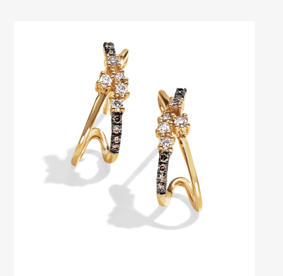 Le Vian Desert Diamonds Crossover J-Hoop Earrings 14K Honey Gold.