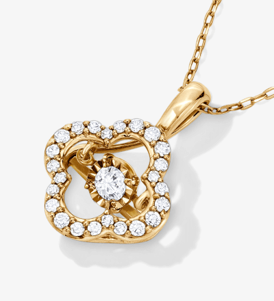 Unstoppable Love Lab-Grown Diamond Clover Frame Necklace 10K Yellow Gold.