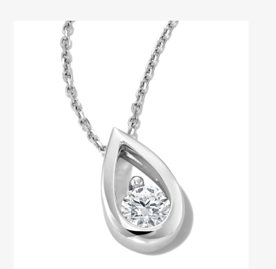 Diamond Solitaire Teardrop Frame Necklace
