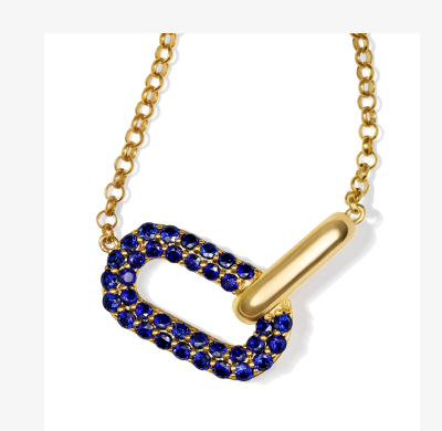 STUDIO BY KAY Blue Lab-Created Sapphire Link Necklace 24K Yellow Gold Vermeil Sterling Silver