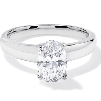 Now + Forever Lab-Grown Diamonds Oval-Cut Solitaire Engagement Ring 14K White Gold