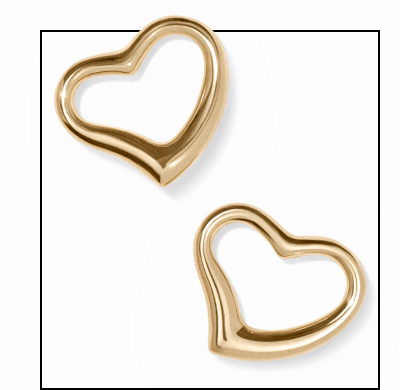 Reaura Heart-Shaped Stud Earrings 14K Yellow Gold.