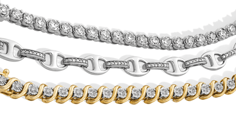 Assortment of elegant bracelets.