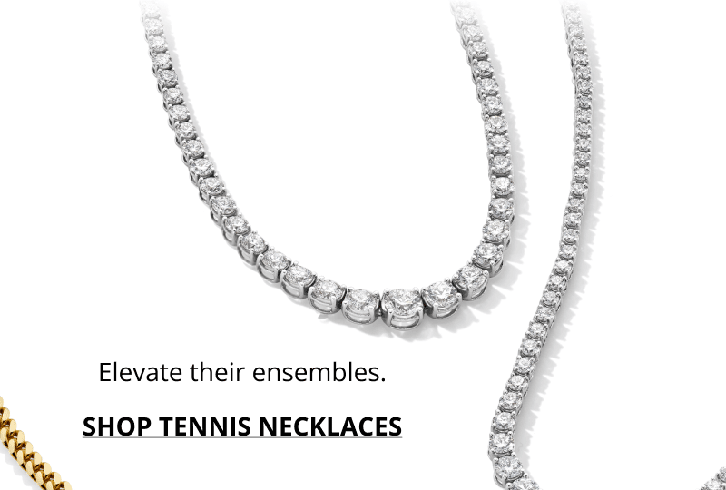 Beautiful ensemble of diamond tennis necklaces. Click to SHOP TENNIS NECKLACES.