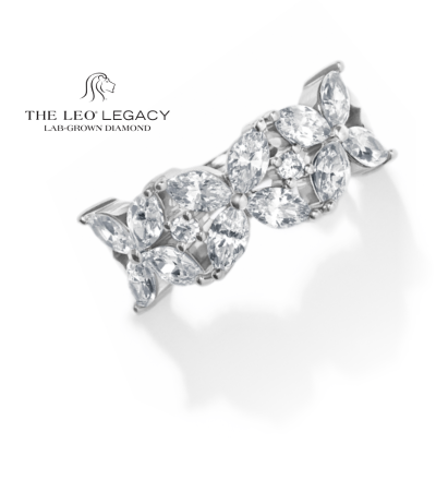 THE LEO Legacy lab-grown diamond marquise-cut flower fashion ring in 14K white gold